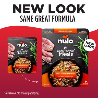Show full view: Nulo Gently-Cooked Meals Turkey & Green Beans Recipe Wet Dog Food, 9-oz pouch, bundle of 16  slide 3 of 10