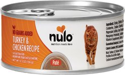 Nulo Grain-Free Turkey & Chicken Recipe Pate Wet Canned Food for Cats & Kittens, 5.5-oz can, case of 4