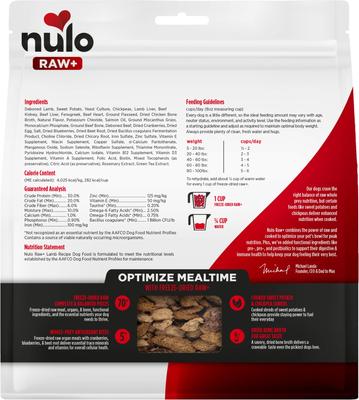 Show full view: Nulo Raw+ Lamb Adult Freeze-Dried Dog Food, 9-oz bag slide 3 of 11