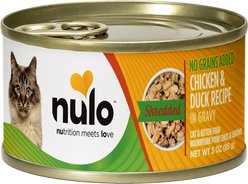 Nulo Shredded Chicken & Duck in Gravy Grain-Free Canned Cat Food, 3-oz can, case of 4 slide 1 of 9