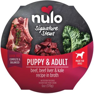 Nulo Signature Stews Grain-Free Beef, Beef Liver & Kale in Broth Wet Dog Food, 6-oz cup, case of 16