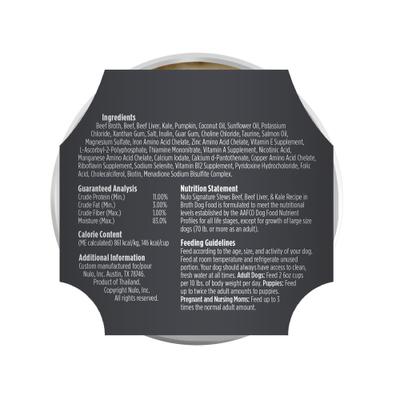 Show full view: Nulo Signature Stews Grain-Free Beef, Beef Liver & Kale in Broth Wet Dog Food, 6-oz cup, case of 16 slide 4 of 10