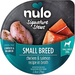 Nulo Signature Stews Grain-Free Chicken & Salmon in Broth Small Breed Wet Dog Food, 2.8-oz cup, case of 24