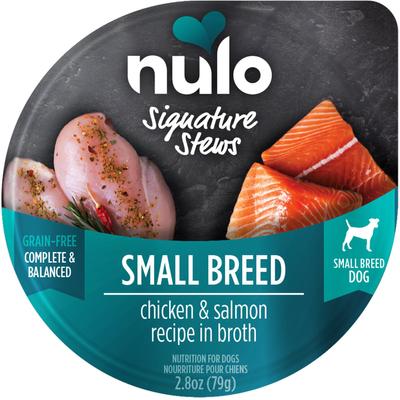 Show full view: Nulo Signature Stews Grain-Free Chicken & Salmon in Broth Small Breed Wet Dog Food, 2.8-oz cup, case of 24 slide 3 of 10