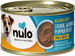 Nulo Small Breed Puppy & Adult Chicken Grain-Free Salmon, & Pumpkin Grain-Free Pate Wet Dog Food, 2.8-oz can, 12 count