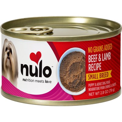 Nulo Nulo Small Breed Puppy & Adult Grain-Free Beef & Lamb Pate Wet Dog Food, 2.8-oz can, 12 count