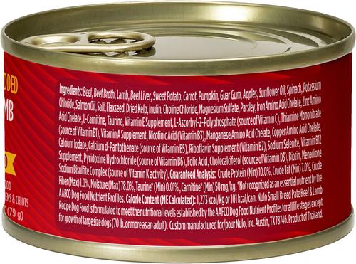 Show full view: Nulo Small Breed Puppy & Adult Grain-Free Beef & Lamb Pate Wet Dog Food, 2.8-oz can, 12 count slide 3 of 9