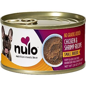 Nulo Small Breed Puppy & Adult Grain-Free Chicken & Shrimp Pate Wet Dog Food, 2.8-oz can, 12 count