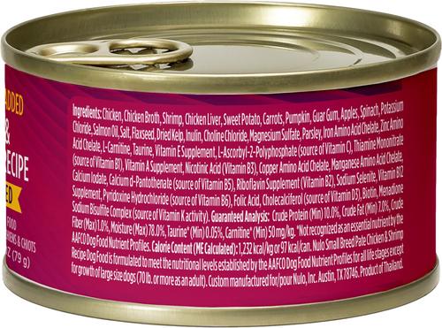 Show full view: Nulo Small Breed Puppy & Adult Grain-Free Chicken & Shrimp Pate Wet Dog Food, 2.8-oz can, 12 count slide 3 of 8