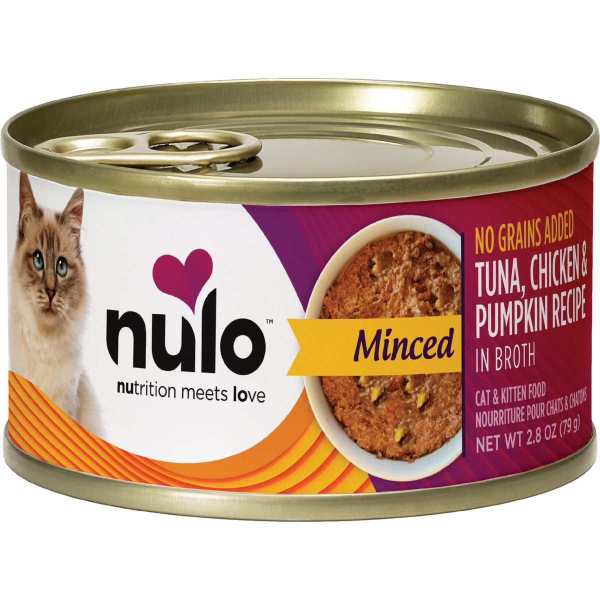Nulo Tuna, Chicken & Pumpkin Minced Canned Wet Cat Food, 2.8-oz can, case of 12
