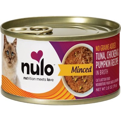 Nulo Nulo Tuna, Chicken & Pumpkin Minced Canned Wet Cat Food, 2.8-oz can, case of 12