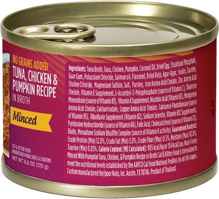 Show full view: Nulo Tuna with Pumpkin Minced Canned Wet Cat Food, 6-oz can, case of 8 slide 3 of 9