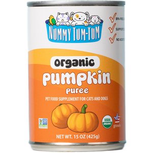 Nummy Tum-Tum Pure Organic Pumpkin Canned Dog & Cat Food Supplement, 15-oz, case of 12