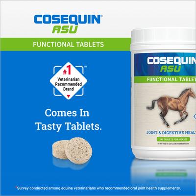 Show full view: Nutramax Cosequin ASU Joint & Digestive Health Functional Tablet Horse Supplement, 240 count slide 8 of 11