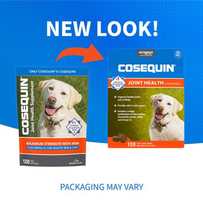 Show full view: Nutramax Cosequin (DS) Plus MSM Soft Chews Joint Health Dog Supplement, 120 count & Nutramax Cosequin Maximum Strength with MSM Plus Omega-3's Mini Soft Chews Joint Health Small Dog Supplement, 45 count slide 4 of 9