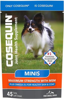 Show full view: Nutramax Cosequin (DS) Plus MSM Soft Chews Joint Health Dog Supplement, 120 count & Nutramax Cosequin Maximum Strength with MSM Plus Omega-3's Mini Soft Chews Joint Health Small Dog Supplement, 45 count slide 5 of 9