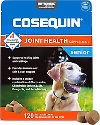 Nutramax Cosequin Joint Health Supplement with Glucosamine, Chondroitin, MSM, Omega-3s & Beta-Glucan Soft Chews for Senior Dogs, 120 count