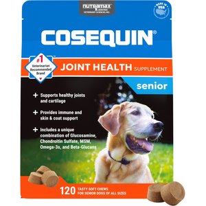 Nutramax Cosequin Joint Health Supplement with Glucosamine, Chondroitin, MSM, Omega-3s & Beta-Glucan Soft Chews for Senior Dogs, 120 count