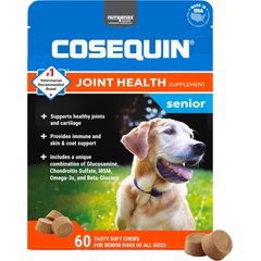 Nutramax Cosequin Joint Health Supplement with Glucosamine, Chondroitin, MSM, Omega-3s & Beta-Glucan Soft Chews for Senior Dogs, 60 count