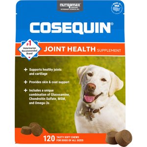 Nutramax Cosequin Joint Health Supplement with Glucosamine, Chondroitin, MSM & Omega-3's Soft Chews for Dogs, 120 count