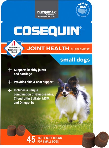 Show full view: Nutramax Cosequin Joint Health Supplement with Glucosamine, Chondroitin, MSM & Omega-3's Soft Chews for Dogs, 45 count slide 1 of 13