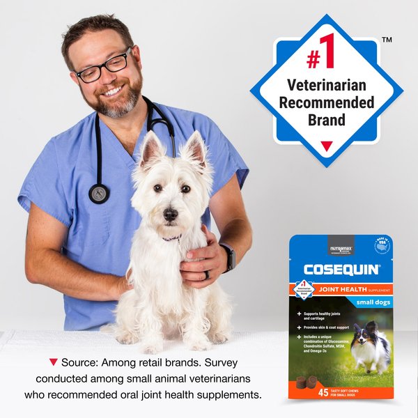 Show full view: Nutramax Cosequin Joint Health Supplement with Glucosamine, Chondroitin, MSM & Omega-3's Soft Chews for Dogs, 45 count slide 4 of 13
