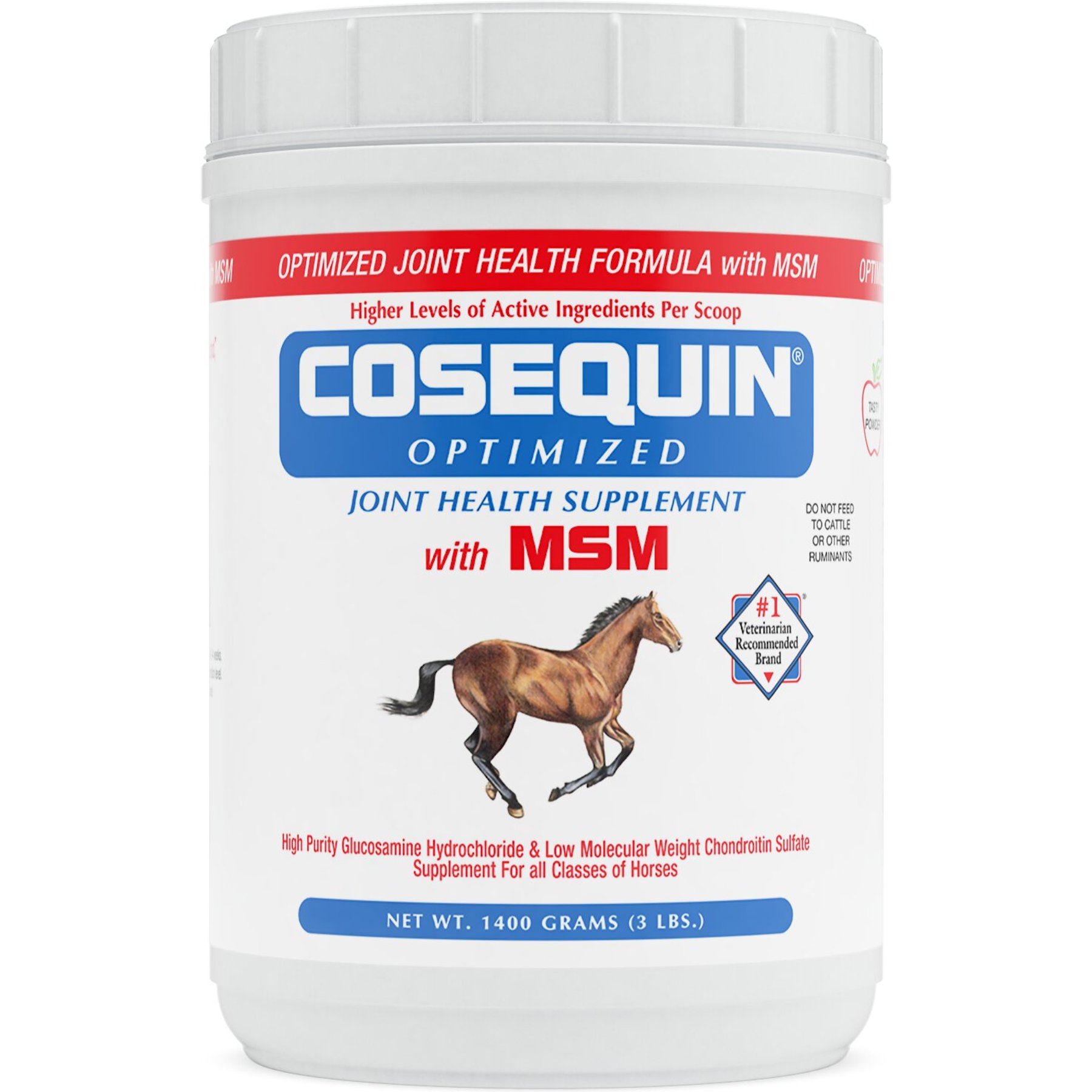 Nutramax Cosequin Optimized with MSM Joint Health Apple Flavor Powder Horse Supplement, 3-lb tub, bundle of 2