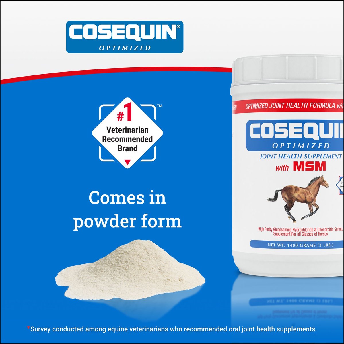 Nutramax Cosequin Optimized with MSM Joint Health Apple Flavor Powder Horse Supplement
