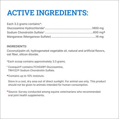 Show full view: Nutramax Cosequin Original Glucosamine & Chondroitin Pellets Horse Joint Supplement, 910-gr bag slide 5 of 8