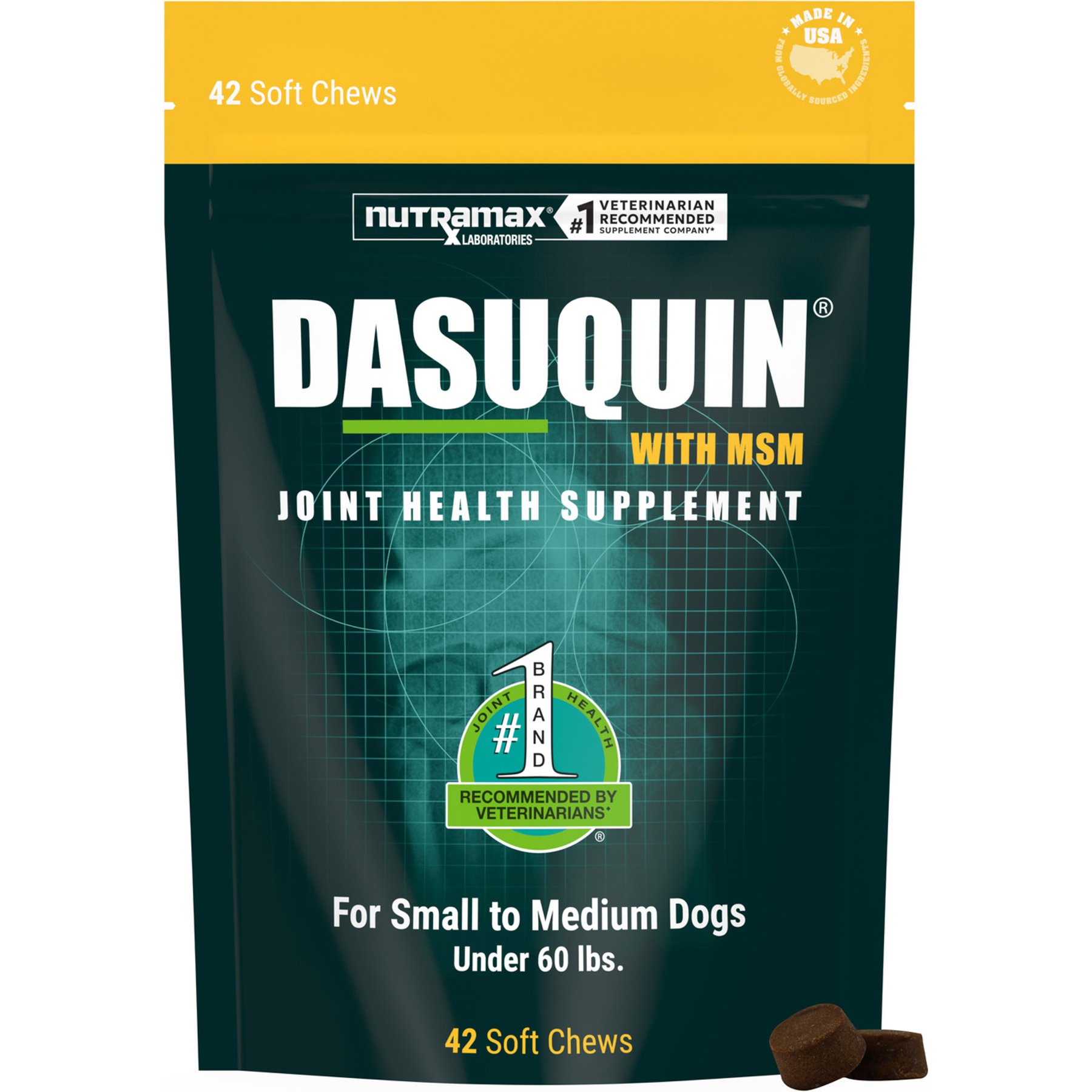 Nutramax Dasuquin Hip & Joint Soft Chews Joint Supplement for Small & Medium Dogs, 42 count