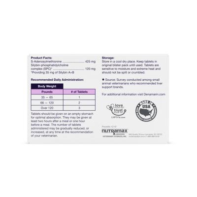Nutramax Denamarin with S-Adenosylmethionine & Silybin Tablet Liver Supplement for Large Dogs
