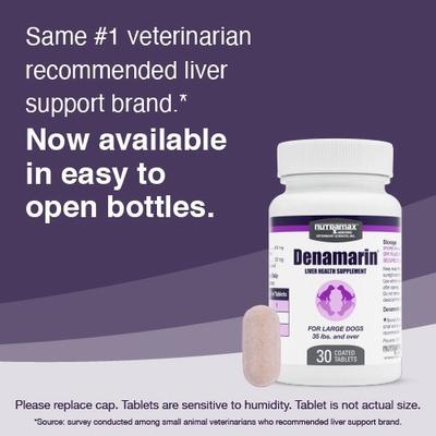 Show full view: Nutramax Denamarin with S-Adenosylmethionine & Silybin Tablets Liver Supplement for Large Dogs, 60 count slide 4 of 13