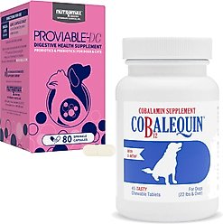 Nutramax Proviable-DC Capsules Digestive Supplement + Nutramax Cobalequin Chewable Tablets Supplement for Dogs