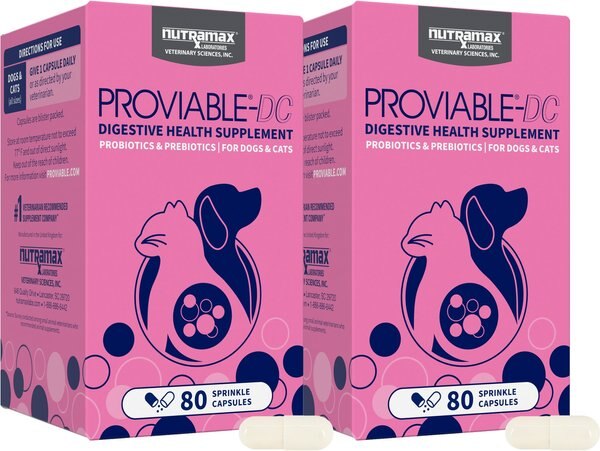 Nutramax Proviable Probiotics & Prebiotics Digestive Health Supplement for Dogs & Cats
