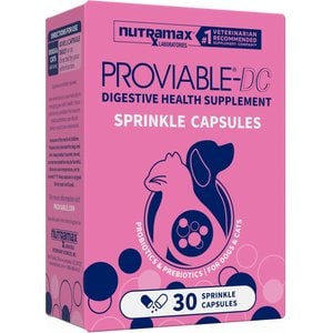 Nutramax Proviable Probiotics & Prebiotics Digestive Health Supplement for Dogs & Cats, 30 count