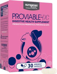 Nutramax Proviable Probiotics & Prebiotics Digestive Health Supplement for Dogs & Cats, 30 count