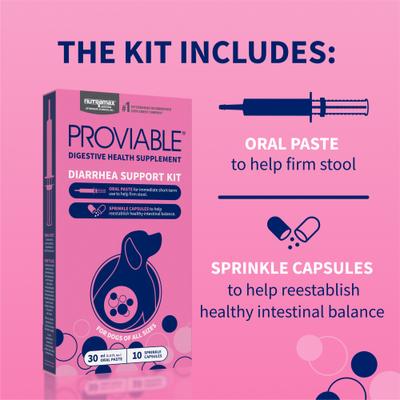 Show full view: Nutramax Proviable Probiotics & Prebiotics Digestive Health Supplement for Dogs, 30 mL paste, 10 capsules slide 4 of 11