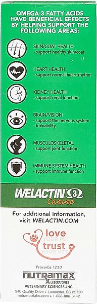 Show full view: Nutramax Welactin Canine Omega-3 Liquid + Dasuquin with MSM Joint Health Chewable Tablets Large Dog Supplement slide 3 of 8