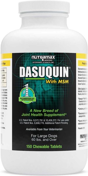 Show full view: Nutramax Welactin Canine Omega-3 Liquid + Dasuquin with MSM Joint Health Chewable Tablets Large Dog Supplement slide 5 of 8