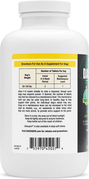 Show full view: Nutramax Welactin Canine Omega-3 Liquid + Dasuquin with MSM Joint Health Chewable Tablets Large Dog Supplement slide 7 of 8