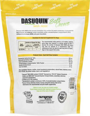 Show full view: Nutramax Welactin Canine Omega-3 Liquid + Dasuquin with MSM Soft Chews Joint Health Large Dog Supplement slide 6 of 7