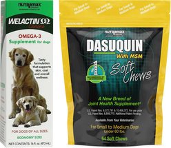 Nutramax Welactin Canine Omega-3 Liquid + Dasuquin with MSM Soft Chews Joint Health Small/Medium Dog Supplement