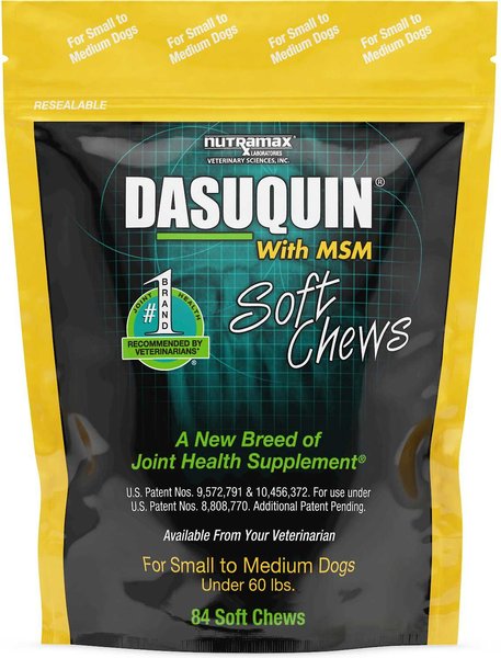 Show full view: Nutramax Welactin Canine Omega-3 Liquid + Dasuquin with MSM Soft Chews Joint Health Small/Medium Dog Supplement slide 5 of 7