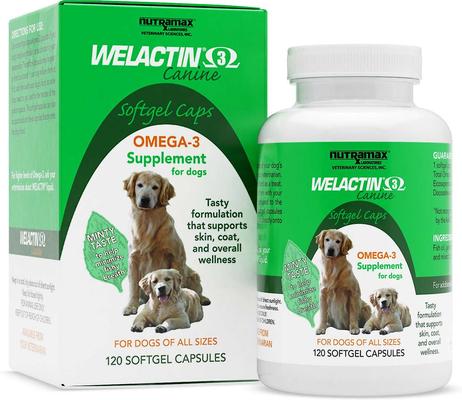 Show full view: Nutramax Welactin Canine Omega-3 Softgel Capsules + Dasuquin with MSM Joint Health Chewable Tablets Large Dog Supplement slide 2 of 10