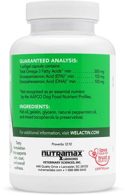 Show full view: Nutramax Welactin Canine Omega-3 Softgel Capsules + Dasuquin with MSM Joint Health Chewable Tablets Large Dog Supplement slide 4 of 10