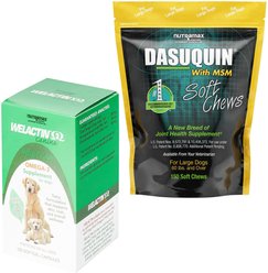 Nutramax Welactin Canine Omega-3 Softgel Capsules + Dasuquin with MSM Soft Chews Joint Health Large Dog Supplement