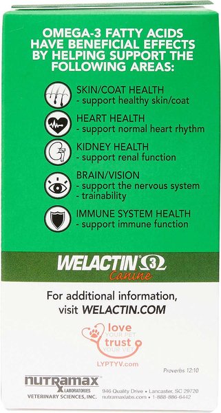 Show full view: Nutramax Welactin Canine Omega-3 Softgel Capsules + Dasuquin with MSM Soft Chews Joint Health Large Dog Supplement slide 3 of 8