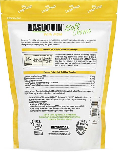 Show full view: Nutramax Welactin Canine Omega-3 Softgel Capsules + Dasuquin with MSM Soft Chews Joint Health Large Dog Supplement slide 7 of 8