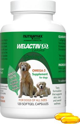 Nutramax Welactin Omega-3 Fish Oil Skin Liquid Softgels Skin & Coat Supplement for Dogs