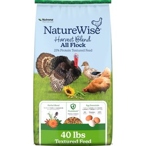 Nutrena NatureWise Harvest Blend All Flock 21% Protein Grains Textured Chicken Food, 40-lb bag